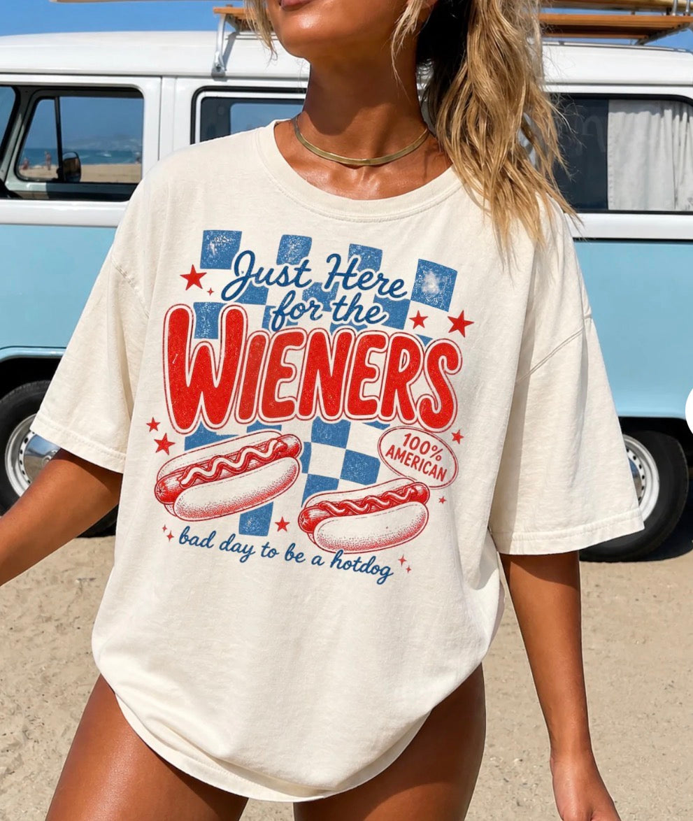 Just here for the wieners T-shirt